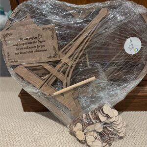 Heart-Shaped Wooden Guest Book Frame